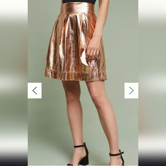 NEW Anthropologie Annie Griffin Silver Glen Plaid Metallic Skirt Circle Spin - Picture 10 of 11